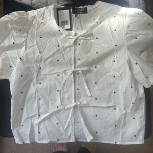 Brunette the Label Poplin tie up top